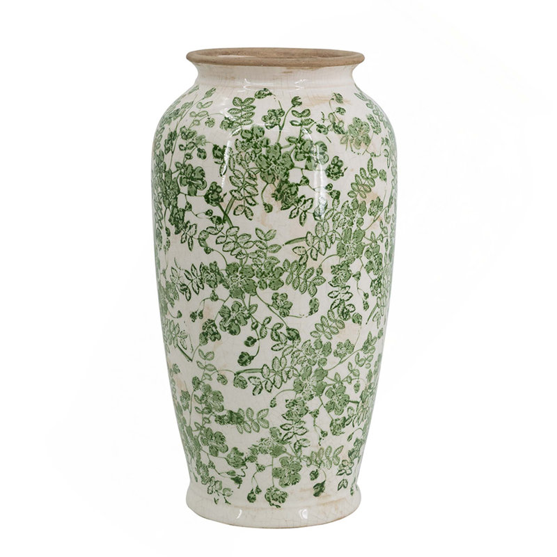 Vase en céramique magistralement fabriqué avec des motifs floraux délicats pour la décoration de la pièce maîtresse de la maison