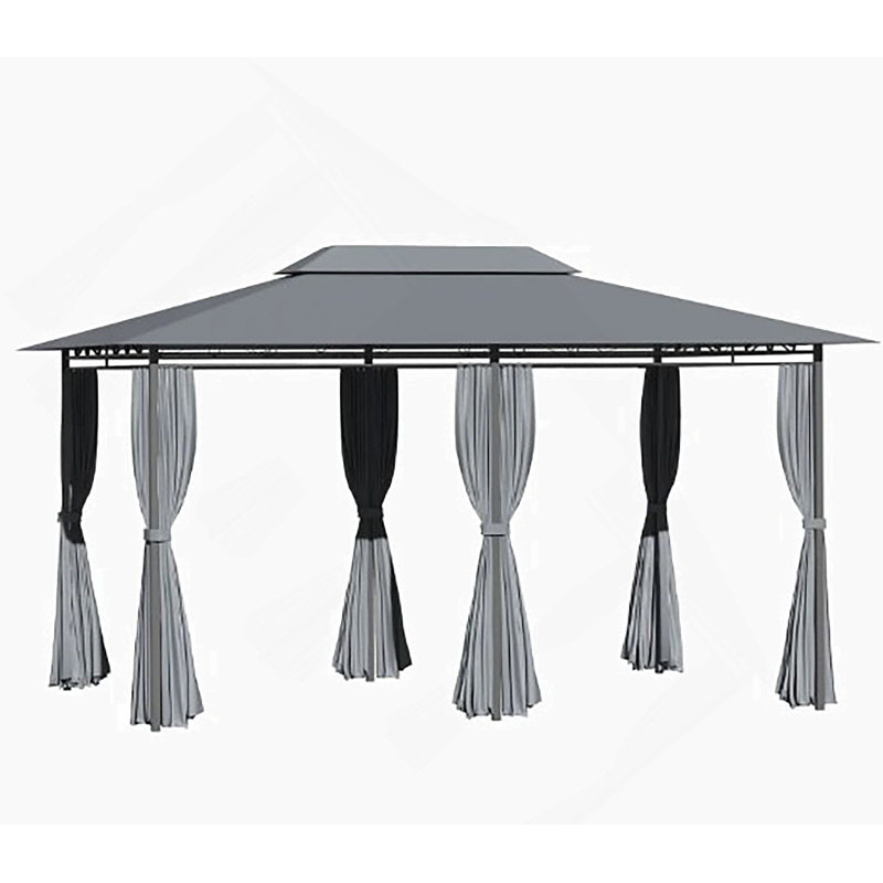 Outdoor Gazebo Canopy Shelter,Patio Gazebo,With Netting,Vented Roof, Dark Gray