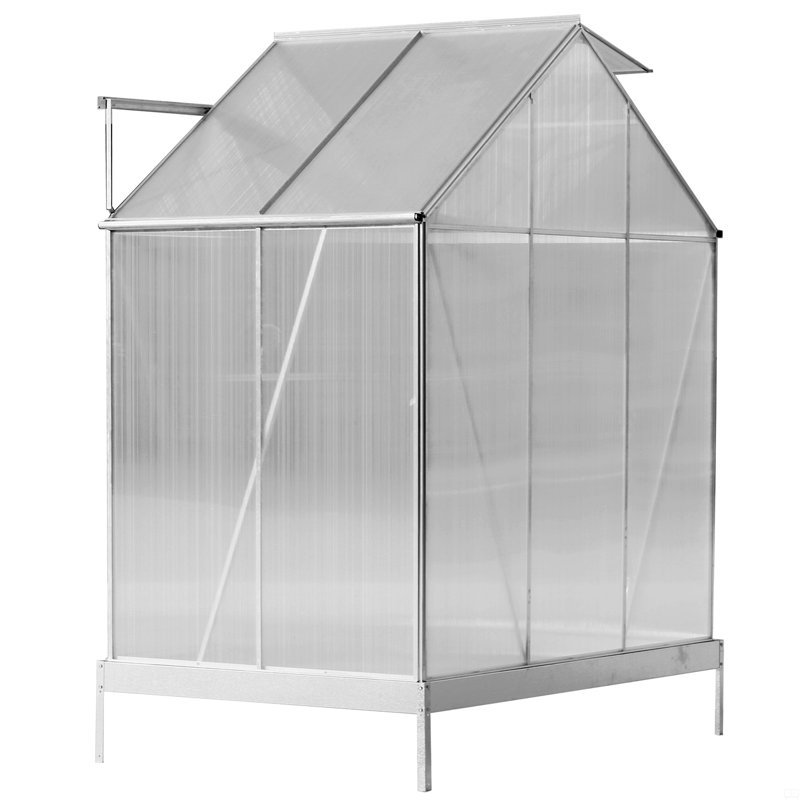 Polycarbonate Greenhouse, Heavy Duty Outdoor Aluminum Walk-In Green House Kit With Rain Gutter, Vent And Door