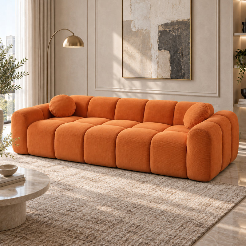 98.41'' Corduroy Sofa, Orange