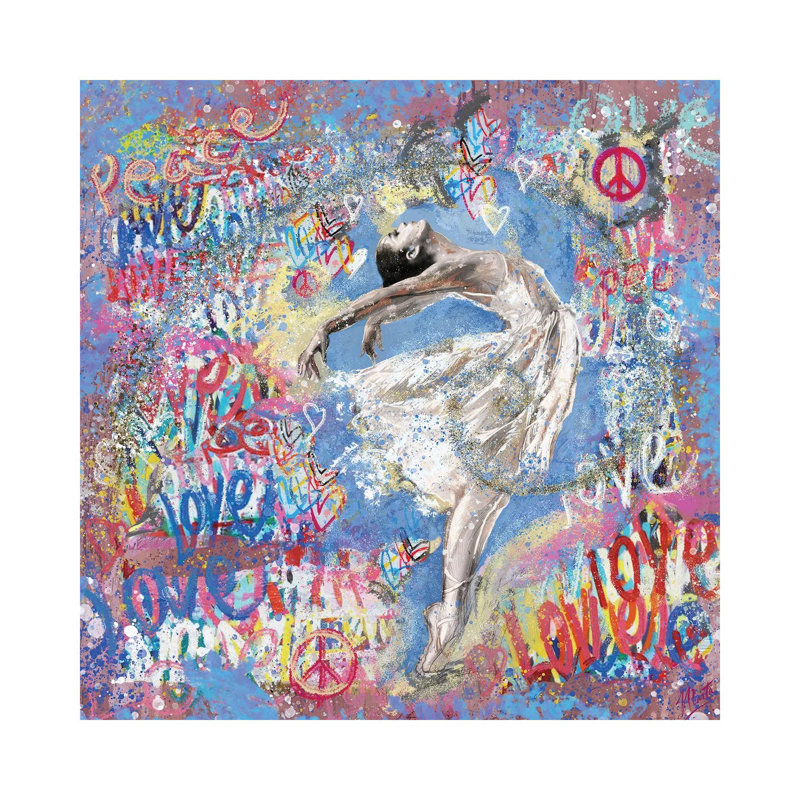 Graffiti Ballerina I - reproduction d'art murale encadrée, H 12 po x l 12 po, Toile tendue, Ne s’applique pas