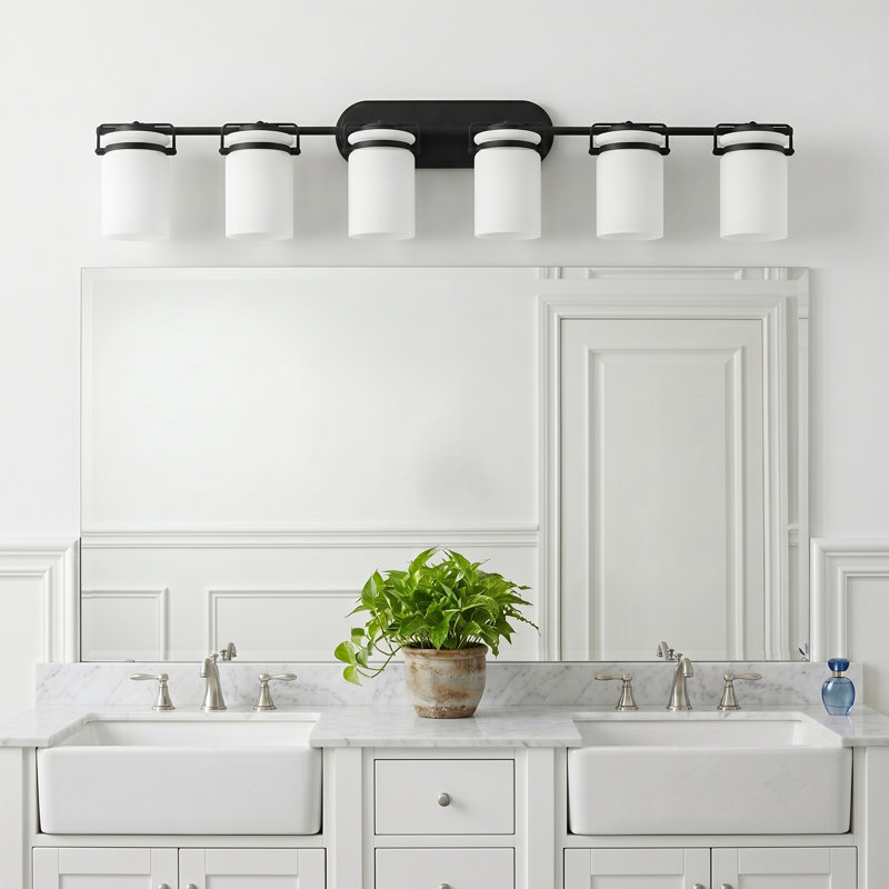 Luminaire de salle de bain moderne à 6 lumières noir mat