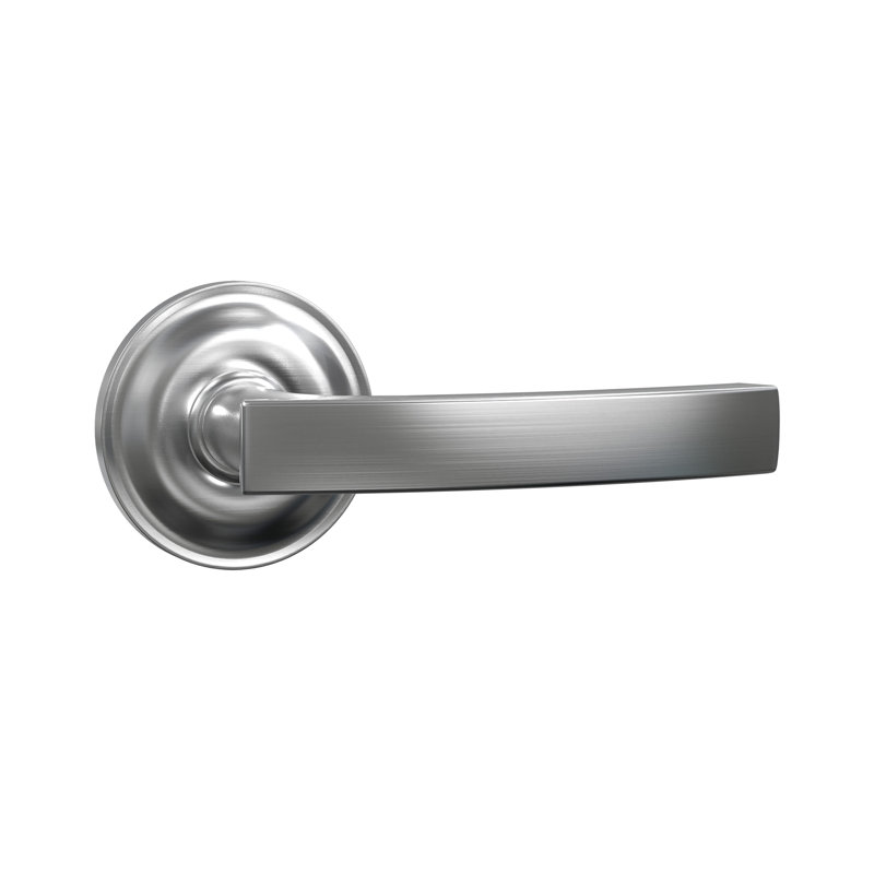 Faux levier Bravura 940-0 sur miroir traditionnel rose rond en nickel satiné, Nickel satiné