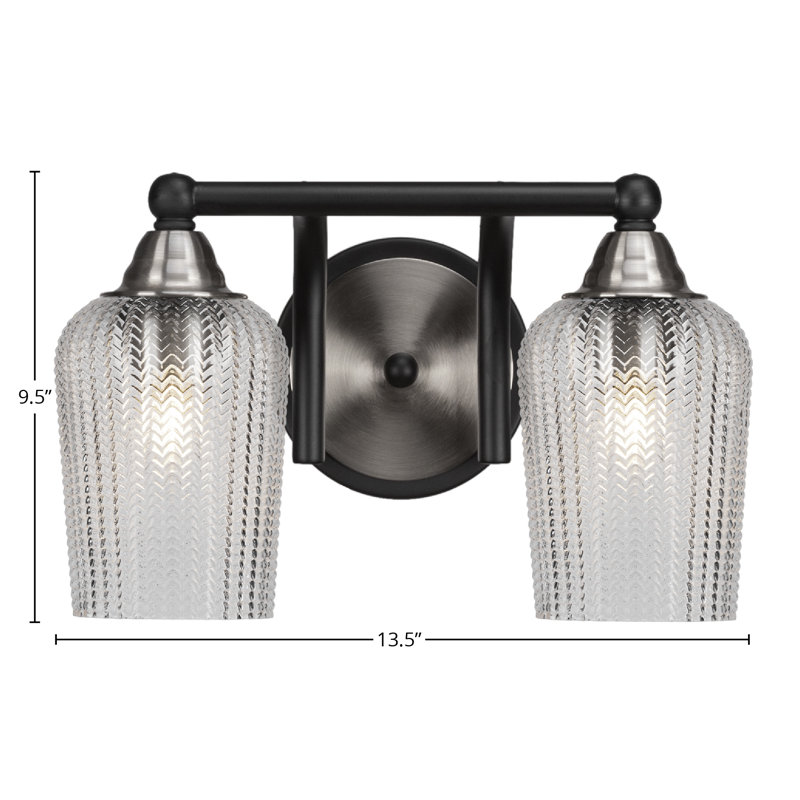 Michell 2-Light Bath Bar, Clear, Matte Black/Brushed Nickel