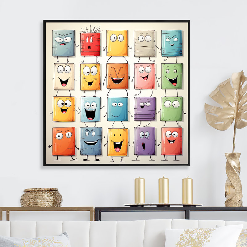 Impression sur toile Popart Collages II - Pop, H 36 po x l 36 po x P 1,5 po, Cadre flottant noir