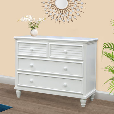 Sunset 4 Drawer Split Dresser in White