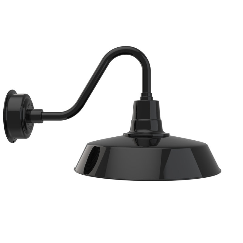 Lampe col de cygne extérieure, Noir, H 15 po x l 18 po x P 25,25 po