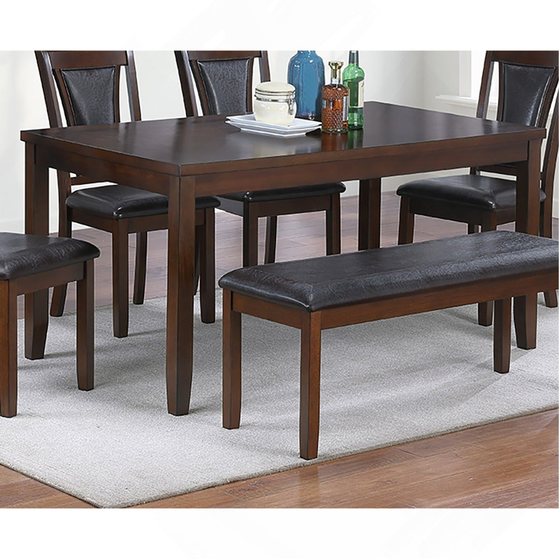 Magnifique mobilier de salle à manger noyer / noir 6 pièces ensemble table à manger 4 chaises