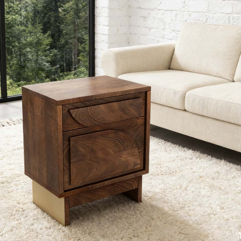Table de chevet en bois avec 1 tiroir