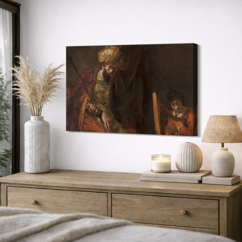 Le roi David jouant de la harpe, œuvre d'art biblique, photos de salon, impression sur toile encadrée, impression numérique