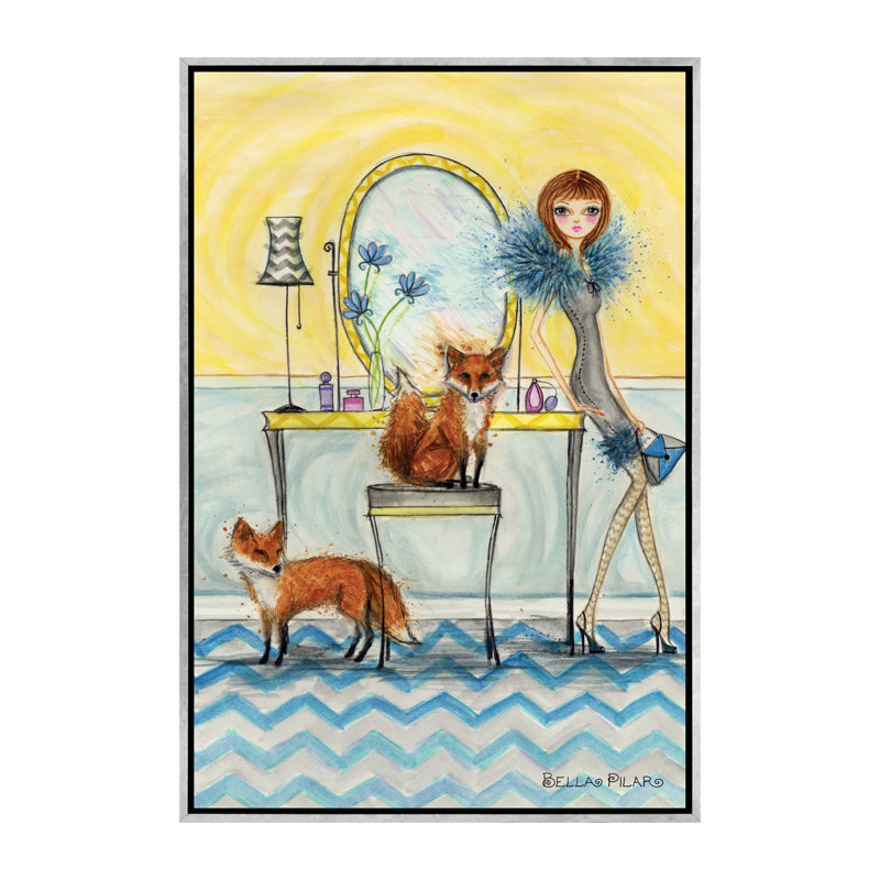 Art fiona et fox, H 60 po x l 40po x P 1,5 po, Toile avec cadre argenté