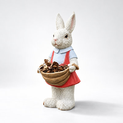 Whimsical Rabbit Statue Flower Pot Ornament, Decorative Resin Garden Sculpture with Built-in Planter, Functional Decor for Yard Patio Balcony Flower Bed Indoor Outdoor, Ideal Gift for Garden Lovers and Special Occasions