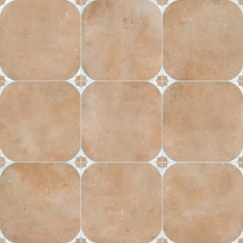 Tetuan 17-3/8" x 17-3/8" Porcelain Moroccan Wall & Floor Tile, Light Brown