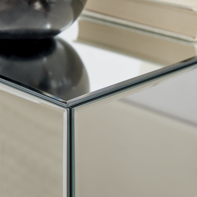 Hausman Elegant Mirrored 1 Drawer Bedside Table