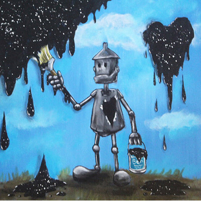  Officiellement sous licence Tin Man Black Heart, œuvre d'art originale par Ed Capeau, impression sur demande - 20 x 20 po - reproduction décorative - prête à encadrer