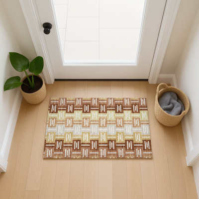 Tapis mid-century moderne lavable à la machine intérieur / extérieur Chantille ACN2556