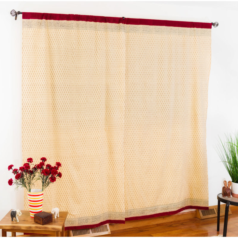 Rideau obscurcissant 100% coton Belview Bagru Buti, Rouille, brun clair