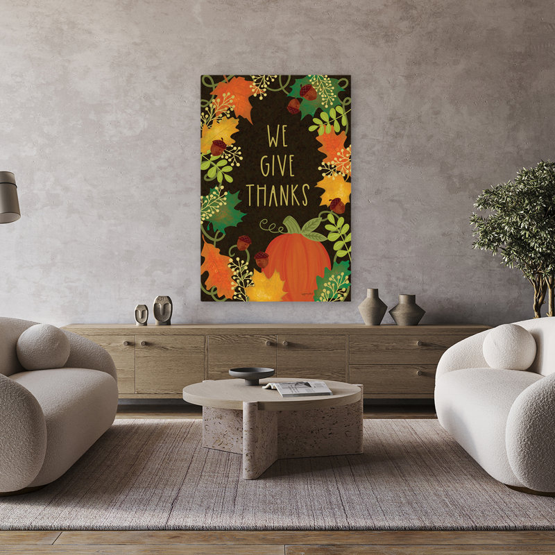 We We Thanks Thanks - Art contemporain avec feuilles de glands d'automne de l'Action de grâce, H 32 po x l 48 po