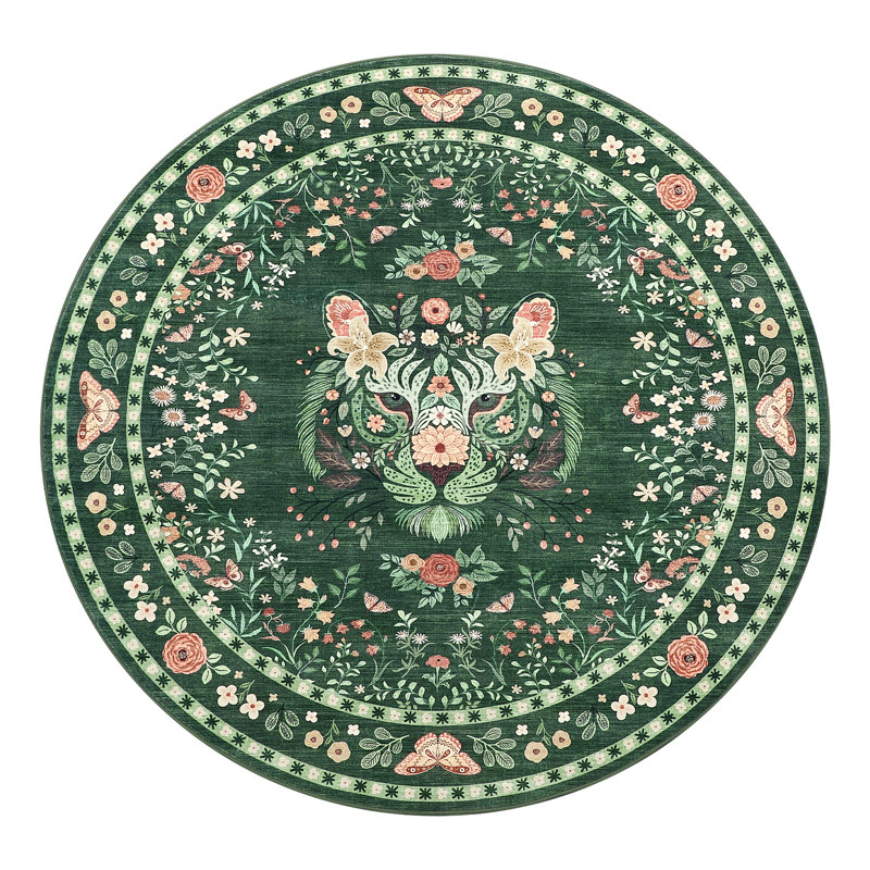 Tiger Rug Vintage Floral Rug Washable Area Rug Non-Shedding Outdoor Rug Area Rugs for Living Room Washable Front Door Mat Farmhouse Carpet