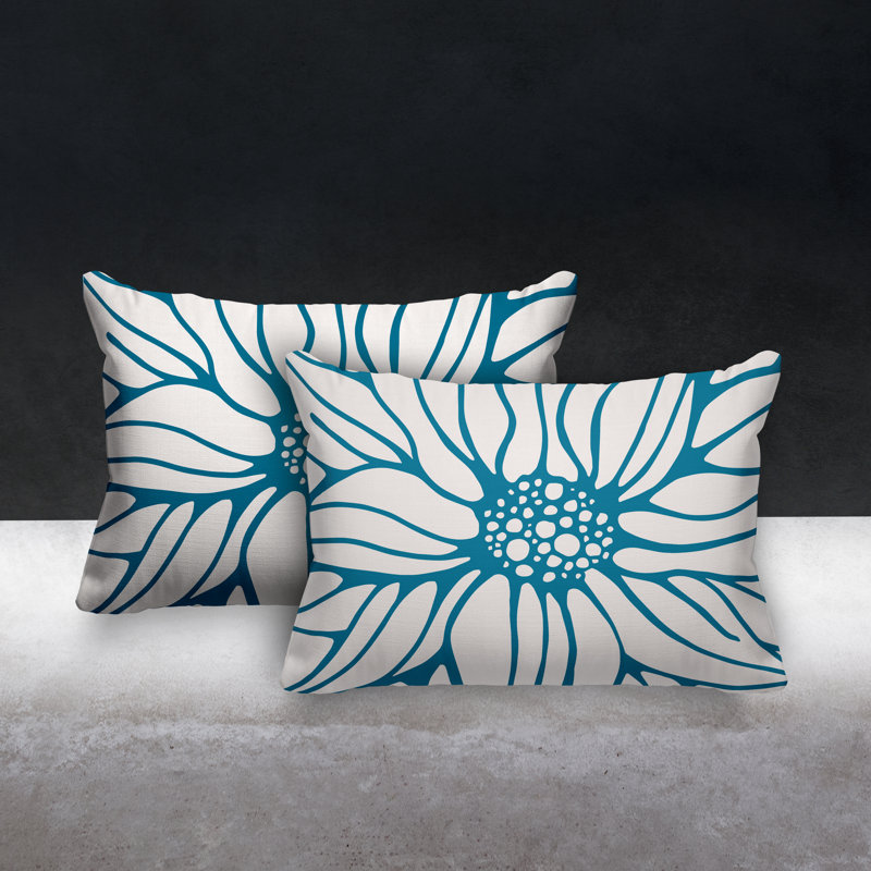 Polyester / Mélange de polyester Housse de coussin rectangulaire intérieure / extérieure lombaire et insert, Turquoise