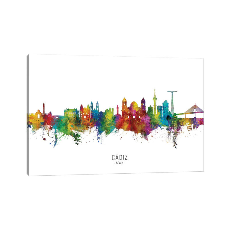 Cadiz Spain Skyline City Name by Michael Tompsett - 1 Piece Wrapped Canvas Painting, 101.6 cm H x 66.04 cm W x 1.91 cm D
