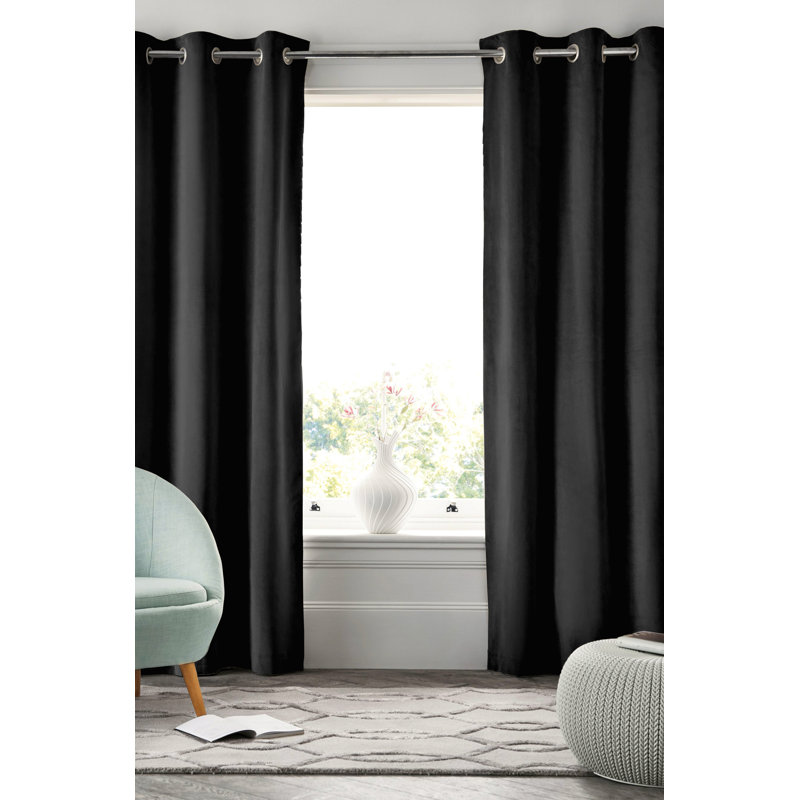 Baarde Blackout Curtain Single Panel, Black, 54" x 84"