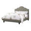 Grand lit tapissier gris, cadre de lit en bois de style arche, tête de lit réglable, revêtement de tête de lit contemporain en polyfibre, cadre de lit