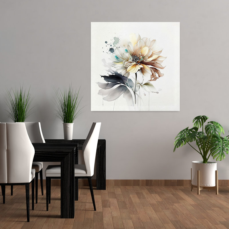 Art floral pastel contemporain, H 36 po x l 36 po