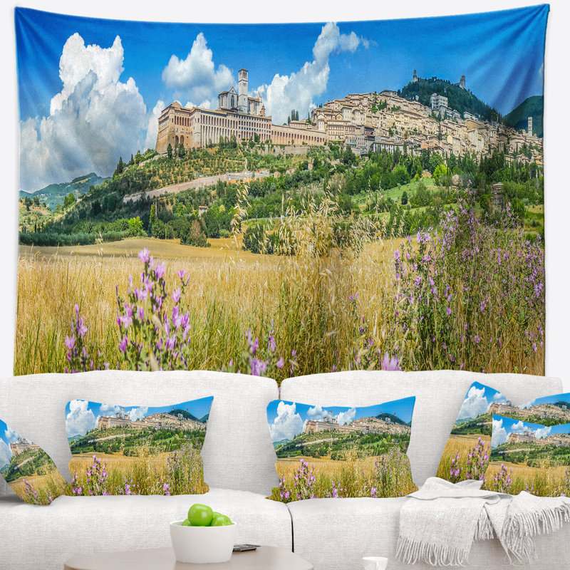 Tapisserie panorama "landscape antique of assisi", H 50 po x l 60 po