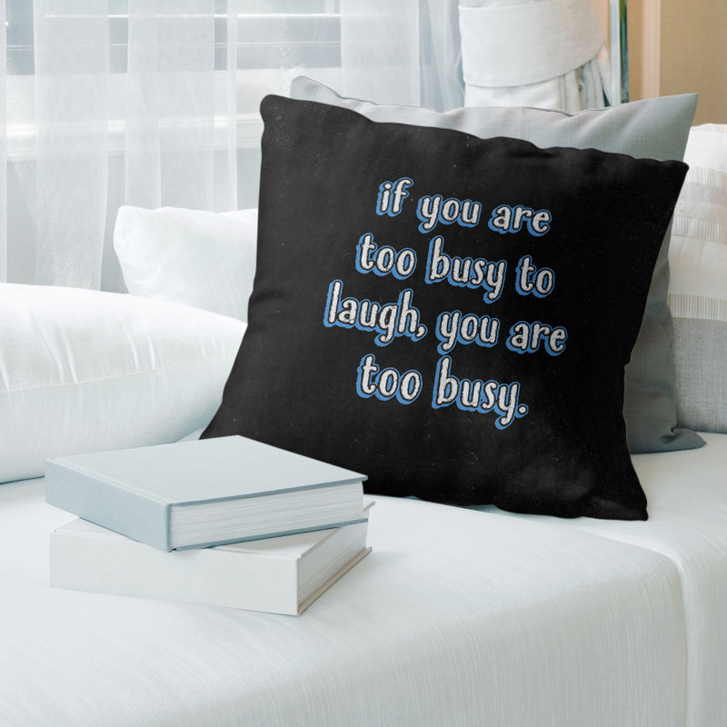 Housse de coussin en lin Make Time For Laughter, 16 po x 1 po, Rose