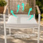 Chaise avec accoudoirs de terrasse en tissu Coral de 22 po de largeur pour l'extérieur, fauteuil résistant aux intempéries avec accoudoirs en bois de teck massif et coussin de siège moelleux-123168034