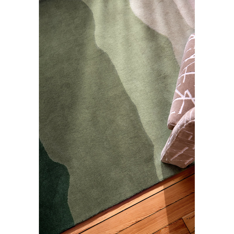 Sedimentary Handmade Wool Abstract Area Rug, Pine, Rectangle 4'7 x 6'7