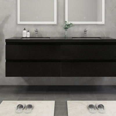 Kirker 72" Wall-Mounted Double Bathroom Vanity Set