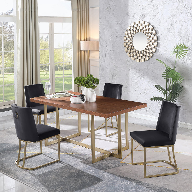 Chaise de salle à manger, ensemble de 2 chaises d'appoint rembourrées en velours, Noir
