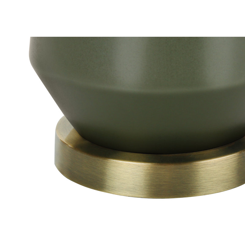 Lighting, H 26 po, lampe de table, céramique verte, abat-jour ivoire / crème, contemporain