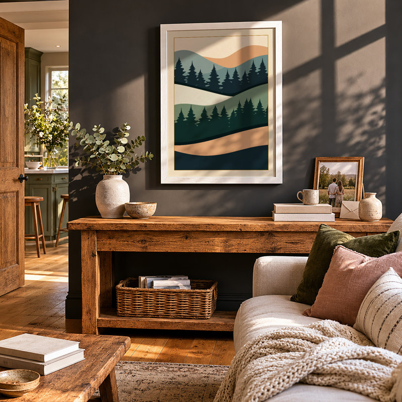 Rolling Forest Landscape Minimalist - Print, A1 - 84.1 x 59.4 cm, White