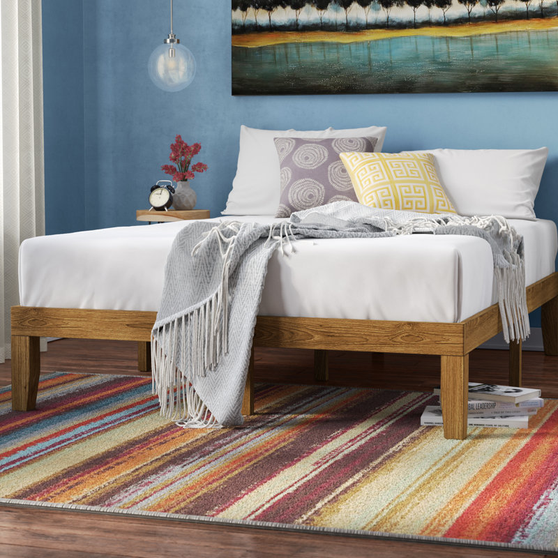 Solid Wood Platform Bed, Full, Brown