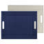 Plateau de service et napperon convertible 2-en-1 Freeform Freeform, similicuir de qualité supérieure - plateau repose-pieds, plateau de canapé et plateau de recouvrement avec poignées, tissu réversible - bleu et ivoire-1369315183-1583432115