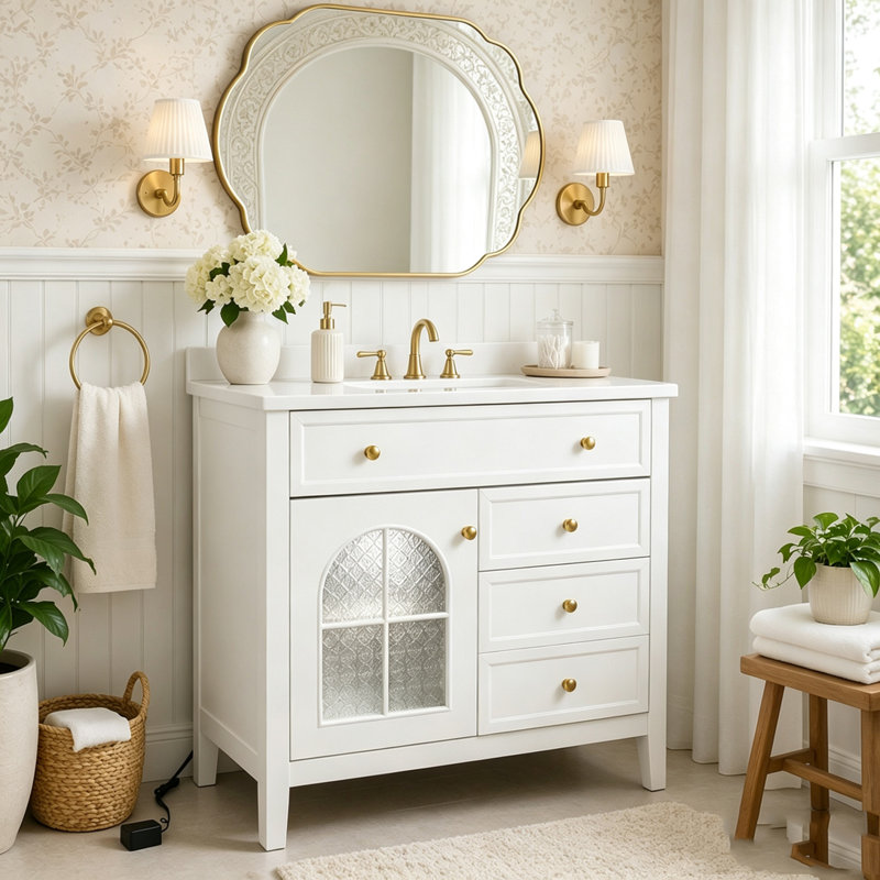 Armoire de salle de bain 35,6 po, White  +Only Cabinet+1door