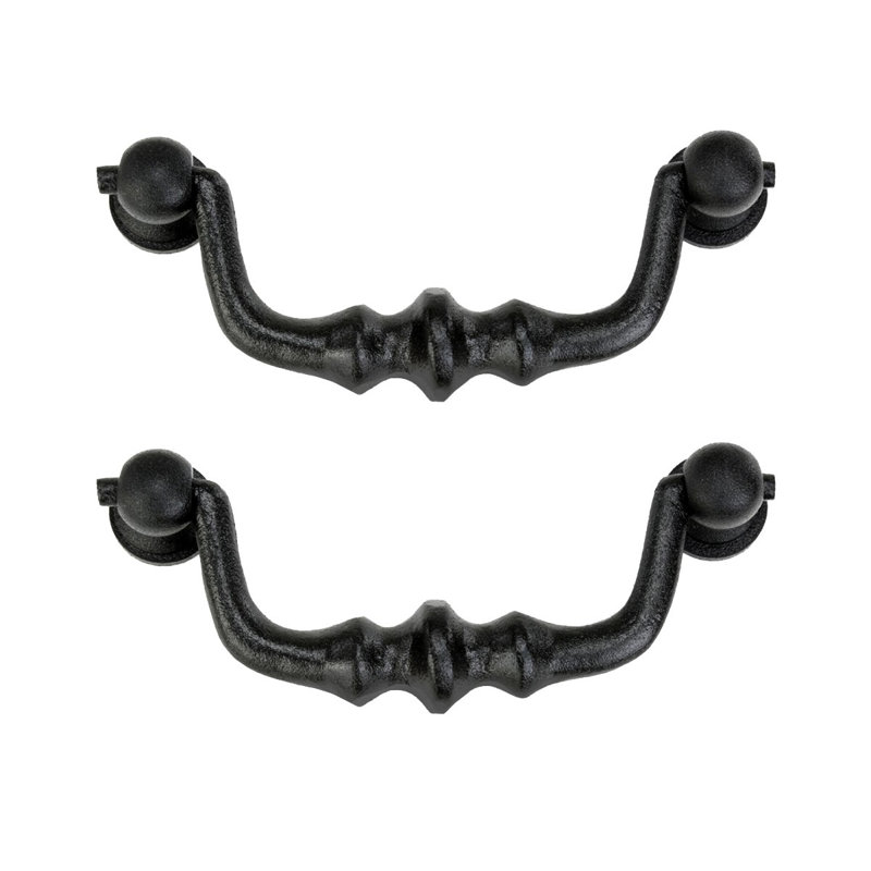 Black Wrought Iron Traditional Drop Bail Pull Handles Pack of 2