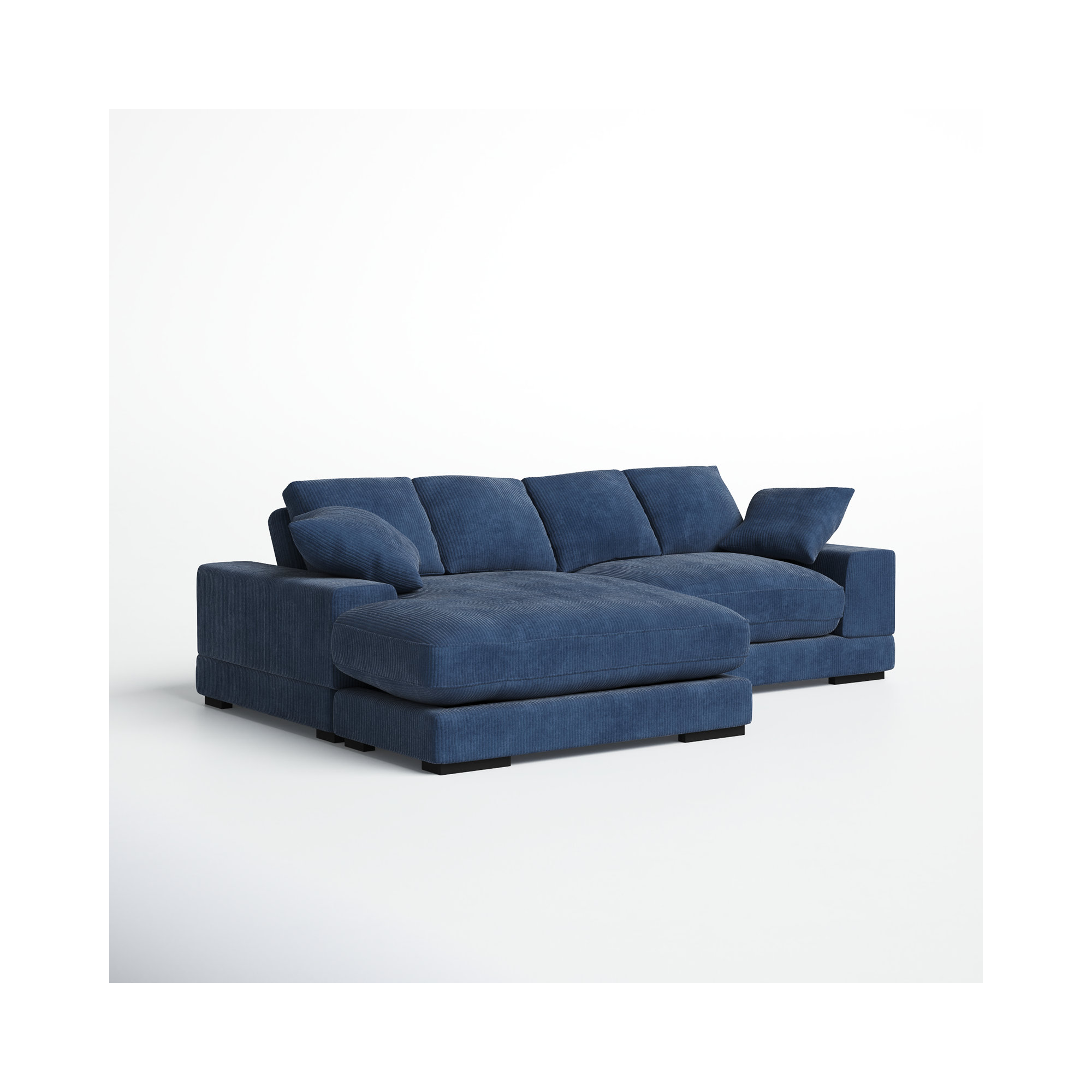 Lonsdale Chaise Sectional, Blue Corduroy