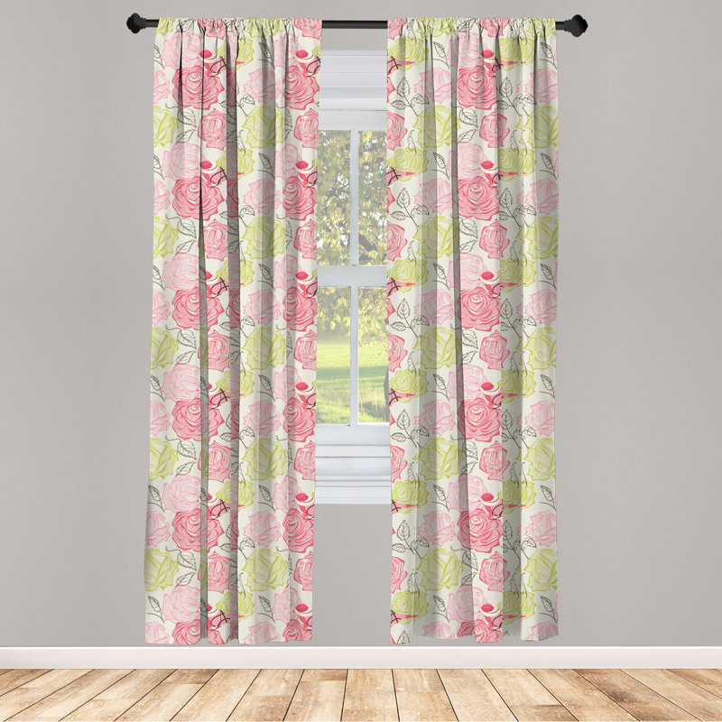Floral Semi-Sheer Rod Pocket Curtain Panels, 28" x 95"