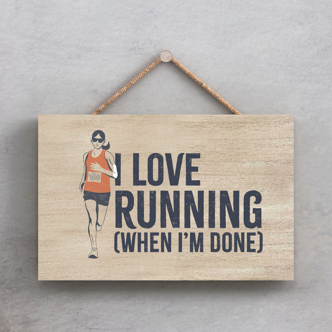 Jog I Love Running Humorous Hobby Typography Wooden Hanging Plaque - Image 2