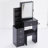 29.2" Small Size Left Bedside Cabinet Vanity Table With Cushioned Stool, 2 Ac+2 Usb Power Station, Hair Dryer Bracket, Extra Large Touch Control Sliding Led Mirror, Tri-Color Switching-1201254861