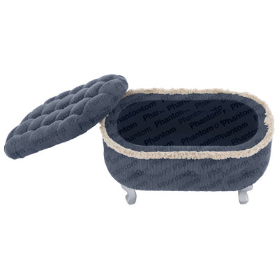 29.5'' Storage Benches, End Of Bed Bench With Button-Tufted, Fabric Upholstered Storage Ottoman, Window Bench With Fringe, Shoe Cabinet Bench, Footboard Bench For Bedroom, Entryway, Cloakroom,Blue