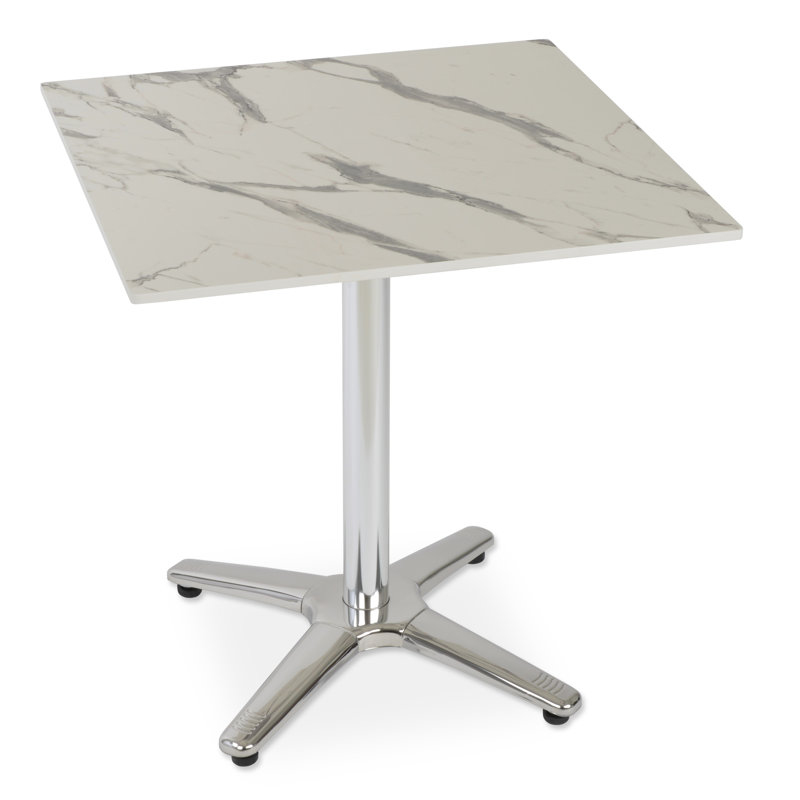 Lamer Laminate Commercial Table, White Marble, 30" H x 23" L x 23" W
