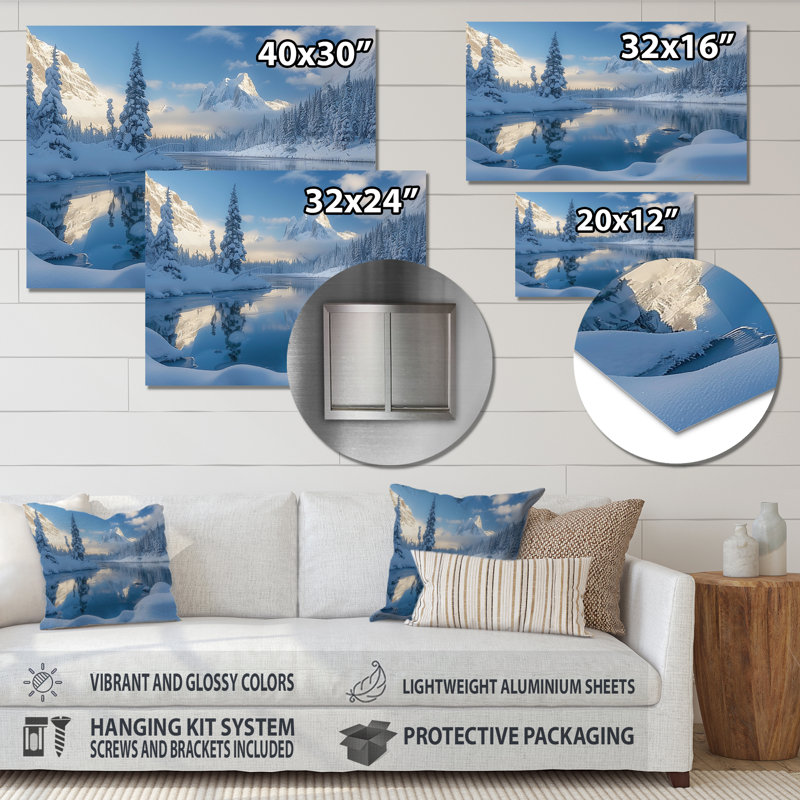 Chavira - art mural paysage d'hiver, Métal métal, H 12 po x l 20 po x P 1 po
