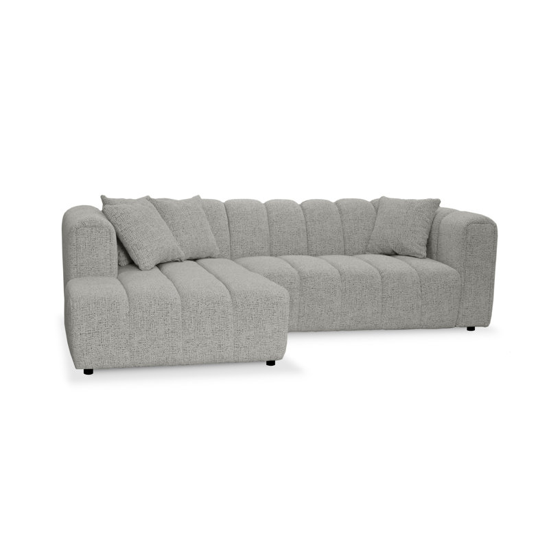3 Seater Corner Sofa, Polyester - Ash Grey, Left Hand Facing