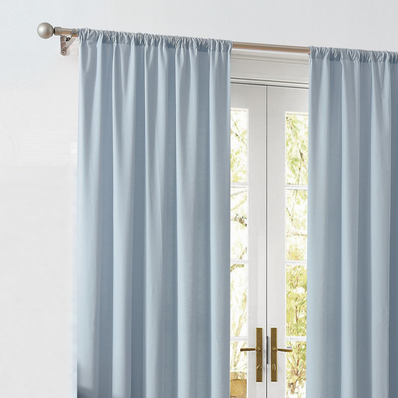 Cannon Solid Cotton Percale  Window Curtain Pair, 50" W x 84" L, Light Blue
