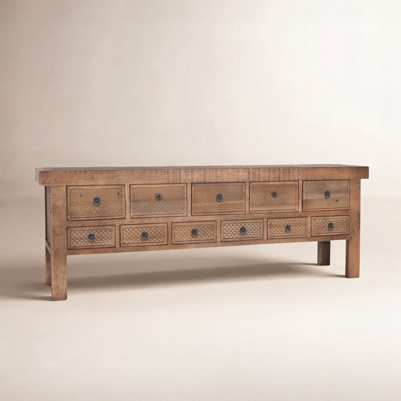 Lahey 93'' Solid Wood Console Table, Mission Brown